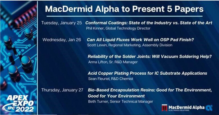 MacDermid Alpha’s Electrolube to Present Two Keynotes on Resins and Coatings at IPC APEX EXPO featured image